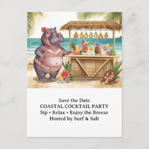 HIPPO BEACH Cocktailparty Willkommensnachricht Postkarte
