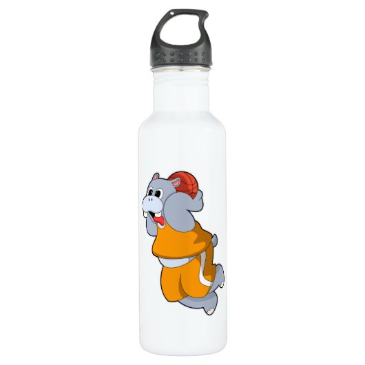 Hippo bei Basketball Sports Edelstahlflasche (Vorderseite)