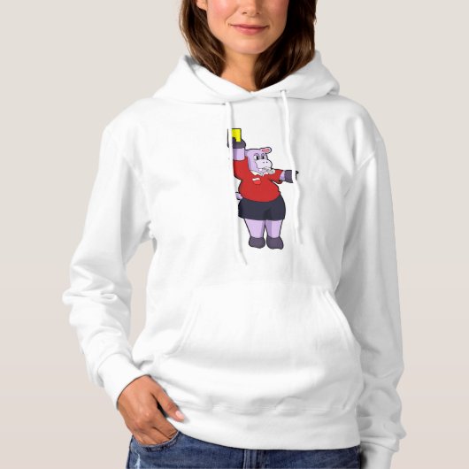 Hippo bei Fußball als Schiedsrichter Hoodie (Vorderseite)