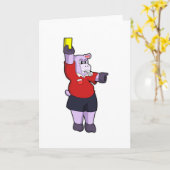 Hippo bei Fußball als Schiedsrichter Karte (Gelbe Blume)