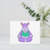 Hippo bei Yoga im Sitzen Postkarte (Stehend Vorderseite)