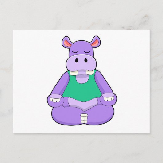 Hippo bei Yoga im Sitzen Postkarte (Vorderseite)