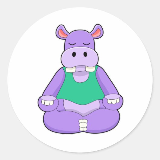 Hippo bei Yoga im Sitzen Runder Aufkleber (Vorderseite)