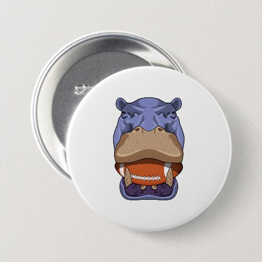 Hippo beim Fußballsport Button (Vorne & Hinten)