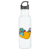 Hippo beim Fußballsport Edelstahlflasche (Vorderseite)
