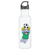 Hippo beim Fußballsport Edelstahlflasche (Vorderseite)