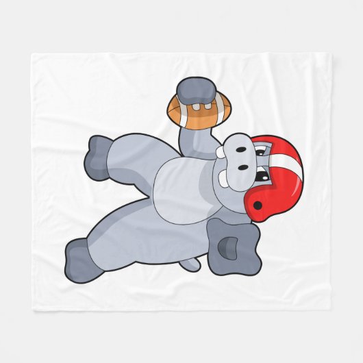 Hippo beim Fußballsport Fleecedecke (Vorderseite (Horizontal))