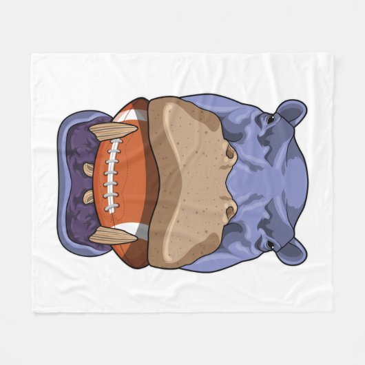 Hippo beim Fußballsport Fleecedecke (Vorderseite (Horizontal))