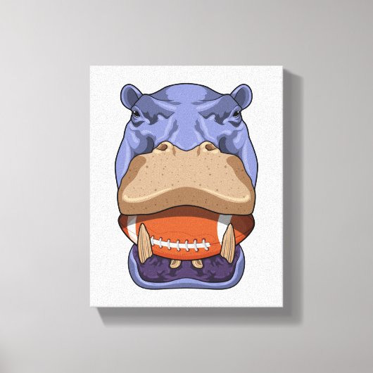 Hippo beim Fußballsport Leinwanddruck (Vorderseite)