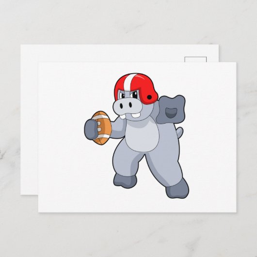 Hippo beim Fußballsport Postkarte (Vorne/Hinten)