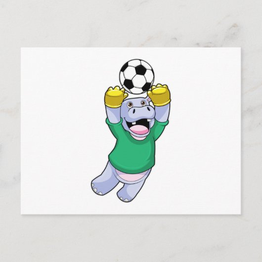 Hippo beim Fußballsport Postkarte (Vorderseite)