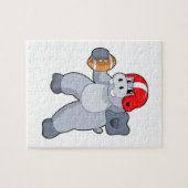 Hippo beim Fußballsport Puzzle (Horizontal)