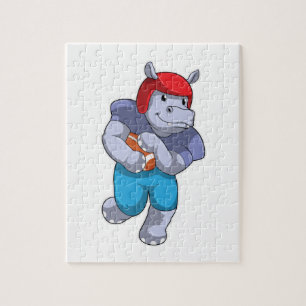 Hippo beim Fußballsport Puzzle