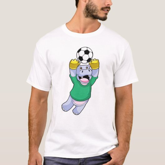 Hippo beim Fußballsport T-Shirt (Vorderseite)