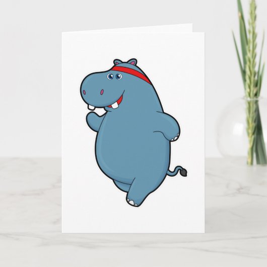 Hippo beim Laufen mit Headband Karte (Vorderseite)