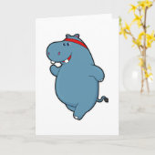 Hippo beim Laufen mit Headband Karte (Gelbe Blume)