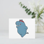 Hippo beim Laufen mit Headband Postkarte (Stehend Vorderseite)