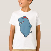 Hippo beim Laufen mit Headband T-Shirt (Vorderseite)