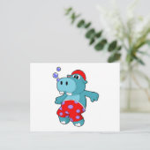 Hippo beim Schwimmen mit Schwimmstämmen Postkarte (Stehend Vorderseite)