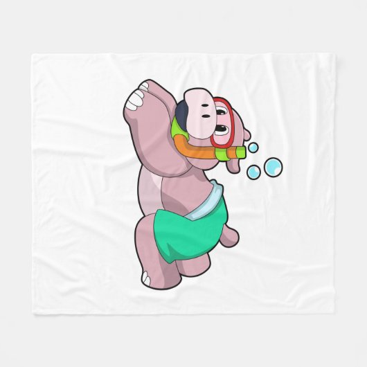 Hippo beim Tauchen mit Schnorchel Fleecedecke (Vorderseite (Horizontal))