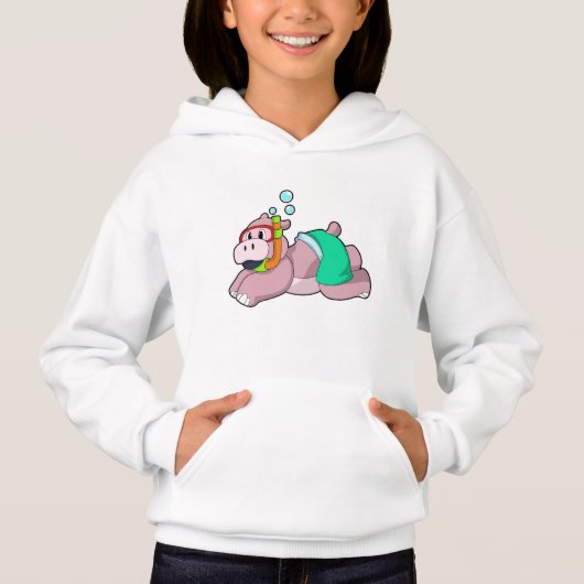 Hippo beim Tauchen mit Schnorchel Hoodie (Vorderseite)
