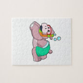 Hippo beim Tauchen mit Schnorchel Puzzle (Horizontal)