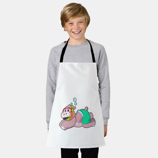 Hippo beim Tauchen mit Schnorchel Schürze (Getragen)