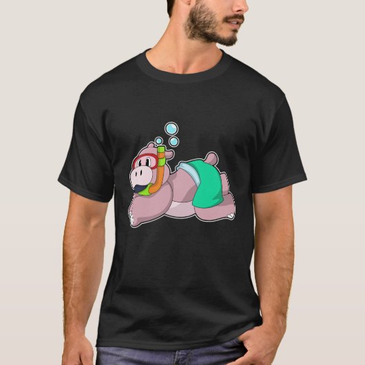 Hippo beim Tauchen mit Schnorchel T-Shirt (Vorderseite)