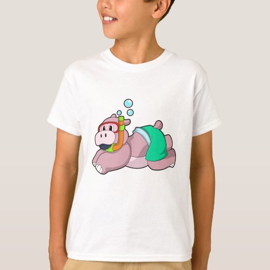 Hippo beim Tauchen mit Schnorchel T-Shirt (Vorderseite)