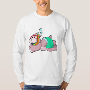 Hippo beim Tauchen mit Schnorchel T-Shirt