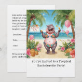 Hippo-Bikini-Junggesellinnenabschiedseinladung Einladung (Vorne/Hinten)