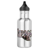 Hippo-Bild-Logo mit Hippos, Edelstahlflasche (Rechts)
