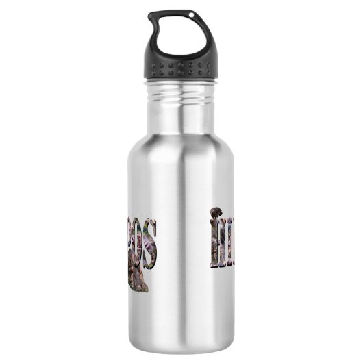 Hippo-Bild-Logo mit Hippos, Edelstahlflasche (Rückseite)
