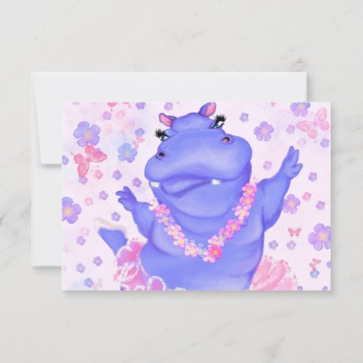 Hippo Birthday Card Ballerina Hippo Ballet Dancer (Rückseite)
