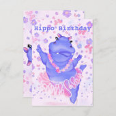 Hippo Birthday Card Ballerina Hippo Ballet Dancer (Vorne/Hinten)