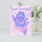 Hippo Birthday Card Ballerina Hippo - Ihr Name (Stehend Vorderseite)