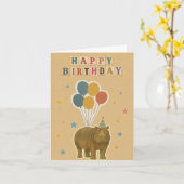Hippo Birthday Card - Jungle Animal with Balloons Karte (Gelbe Blume)