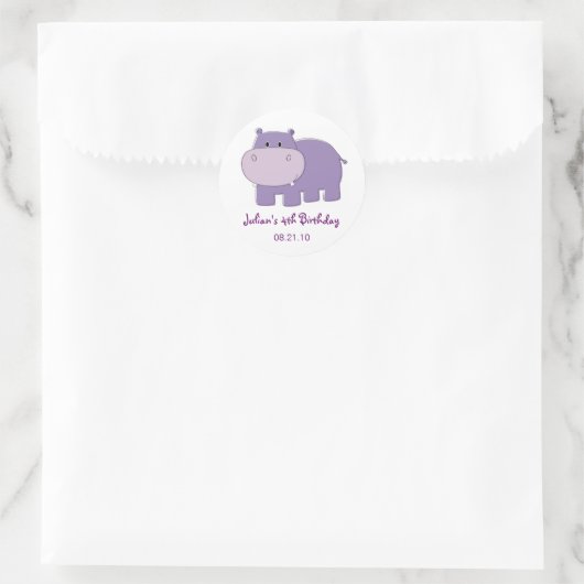 Hippo Birthday Cupcake Topper Sticker (Tasche)