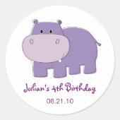 Hippo Birthday Cupcake Topper Sticker (Vorderseite)