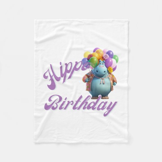 Hippo Birthday Fleecedecke (Vorderseite)