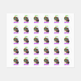 Hippo Birthday fröhlich, farbenfroh Candy Swirl | Etiketten