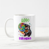 Hippo Birthday fröhlich, farbenfroh Candy Swirl | Kaffeetasse (Links)