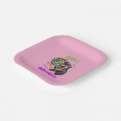 Hippo Birthday fröhlich, farbenfroh Candy Swirl | Pappteller (Gewinkelt)