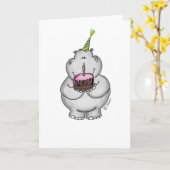 Hippo Birthday - Happy Birthday Karte (Gelbe Blume)