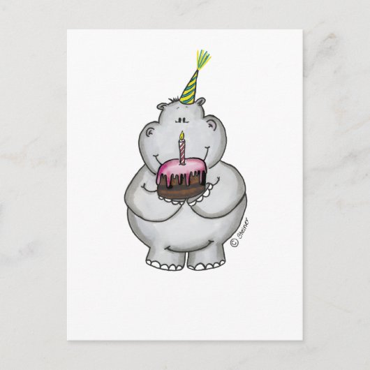 Hippo Birthday - Happy Birthday Postkarte (Vorderseite)