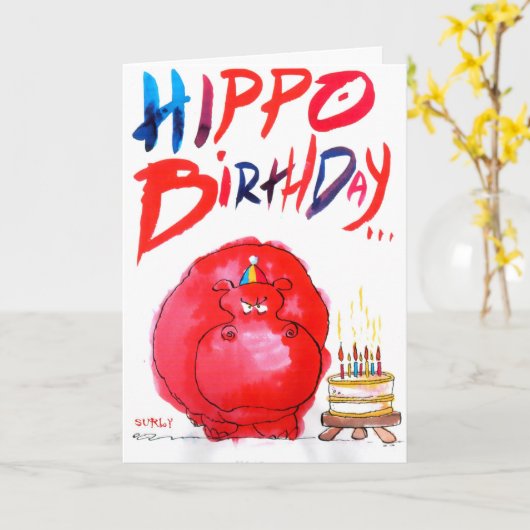 HIPPO BIRTHDAY KARTE (Gelbe Blume)
