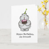 Hippo Birthday my Friend - Happy Birthday Karte (Gelbe Blume)