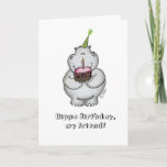 Hippo Birthday my Friend - Happy Birthday Karte<br><div class="desc">Dieses Design hat ein niedliches kleines Hippo oder Hippopotamus. Sie können den Geburtstagstitel von Happy für jeden anpassen. Schwester, Bruder, Lehrerin, Mutter, Vater, Chef, Kollege, Freund, Verwandter. Der Hippo hält einen Kuchen oder Kuchen mit einer Kerze in der Hand und trägt einen Geburtstagshügel. Dieses Design ist ein niedlicher Weg, um...</div>