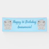 Hippo Birthday Party Blue Banner (Horizontal)