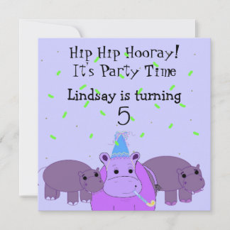 Hippo Birthday Party Einladung